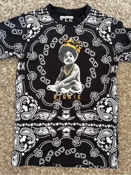 Other - The Notorious B.I.G. Black & White Boys' Graphic Tee - 'Biggie' Crown Print